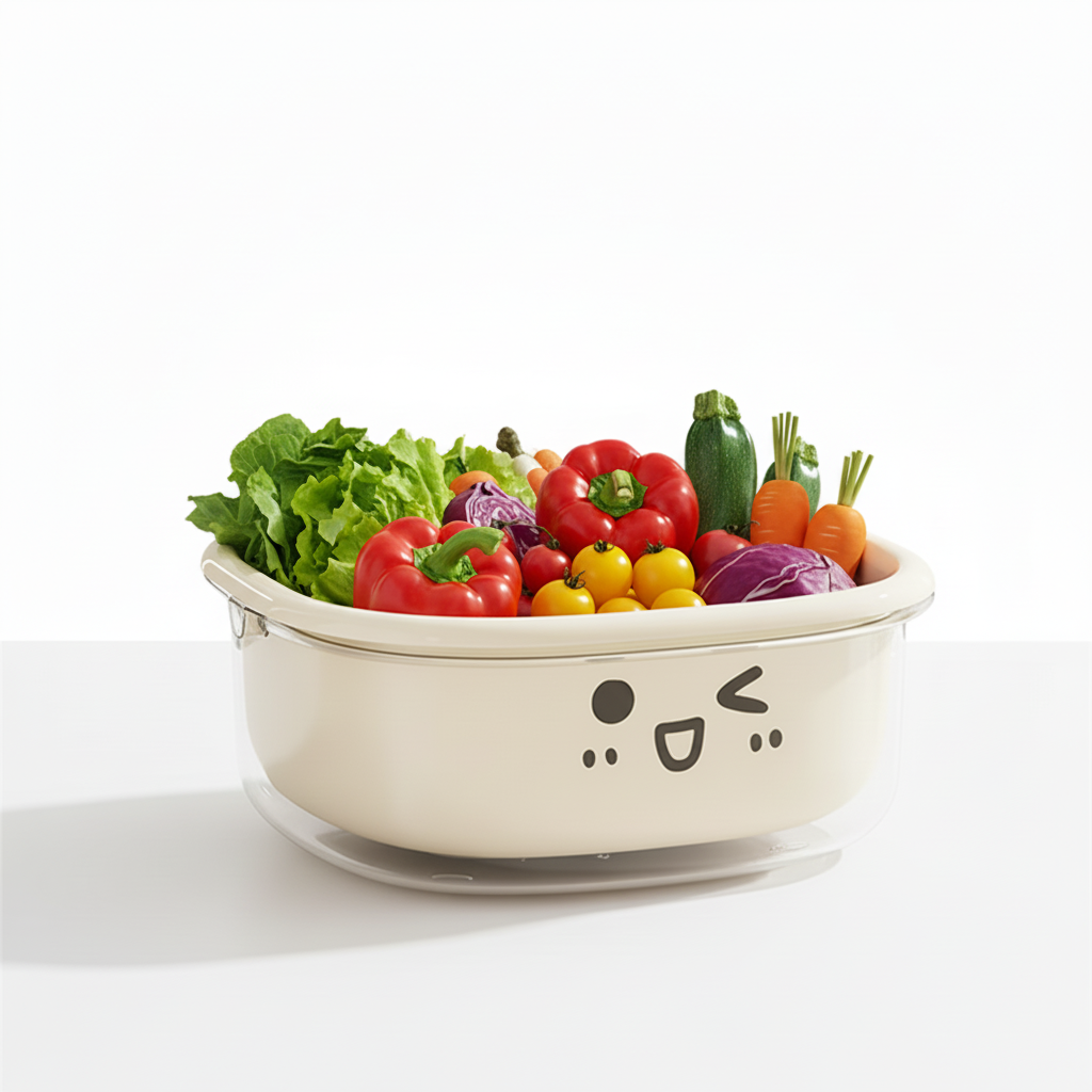 UFORU Beige Double Drain Basket with Handle