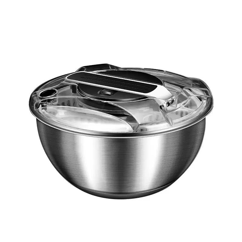 Large Stainless Steel Manual Salad Spinner – Fruit & Vegetable Dryer