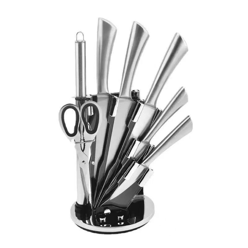8-in-1 Stainless Steel Kitchen Knife Set with Block