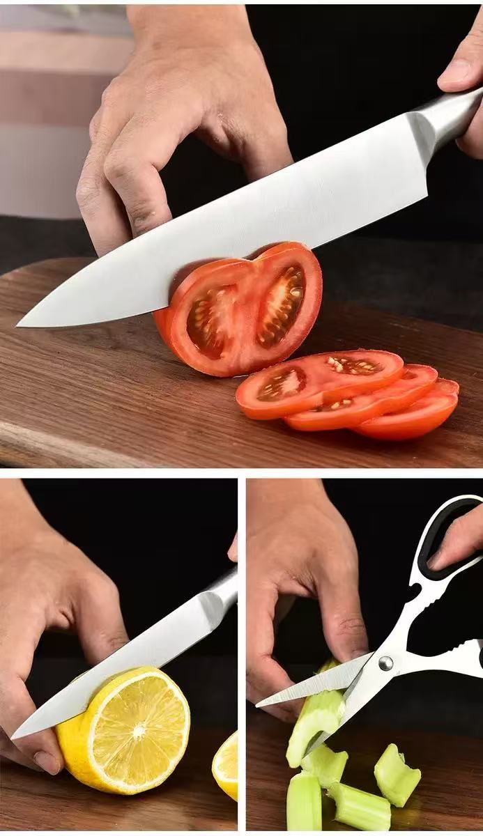 8-in-1 Stainless Steel Kitchen Knife Set with Block