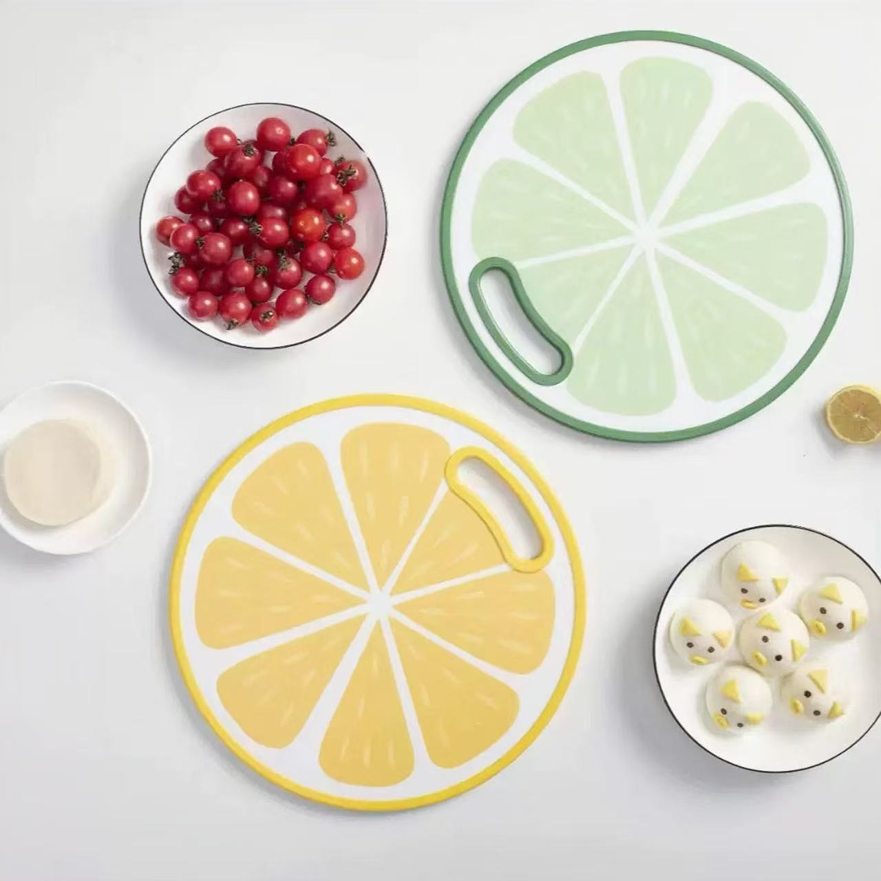 Round Yellow Lemon-Shaped Cutting Board