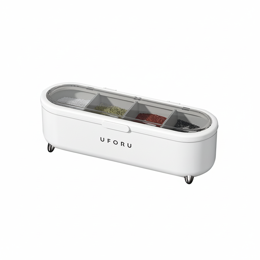 UFORU 4-Grid Spice Box Organizer