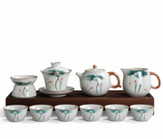Hand‑Painted Porcelain Gongfu Tea Set, Teapot & Cups