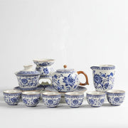 Blue & White Porcelain Gongfu Tea Set, Teapot & Cups