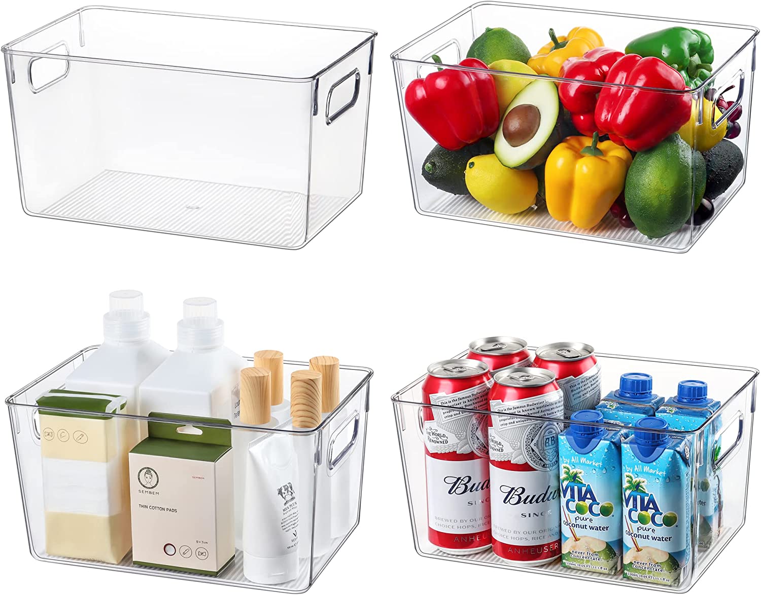 Large Clear Plastic Kitchen Organizer Bin