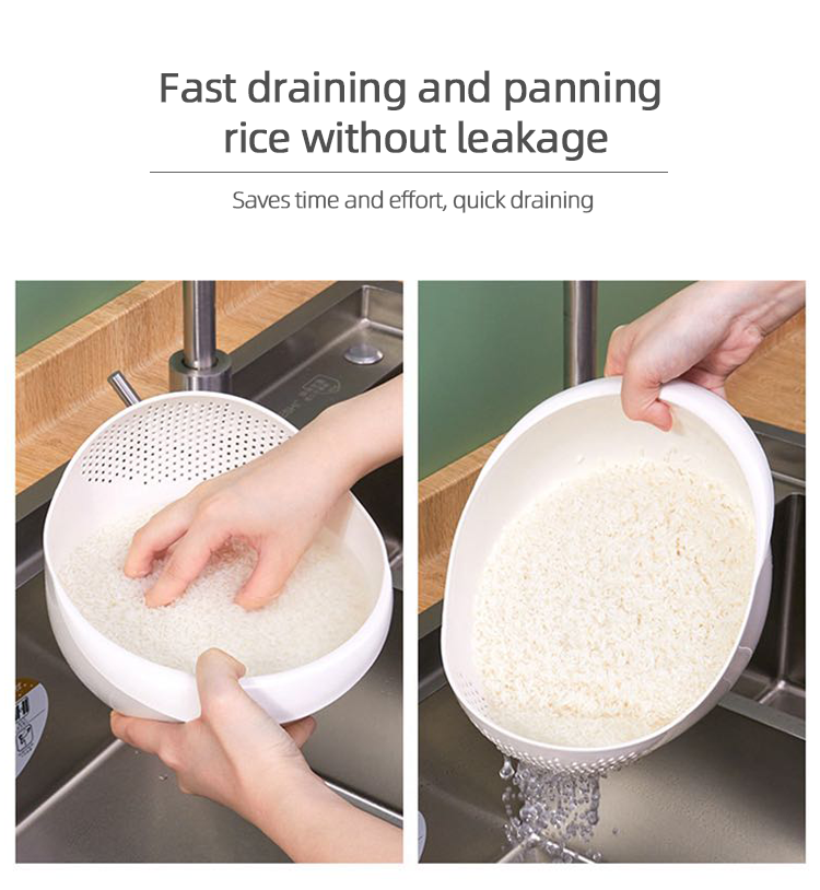 Eco-Friendly Vegetable & Fruit Washing Bowl – Food-Grade Plastic Rice Washer & Pasta Drain Basket