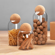 Glass Jars with Ball Cork Lid – Set of 3 (500ml, 800ml & 1200ml)