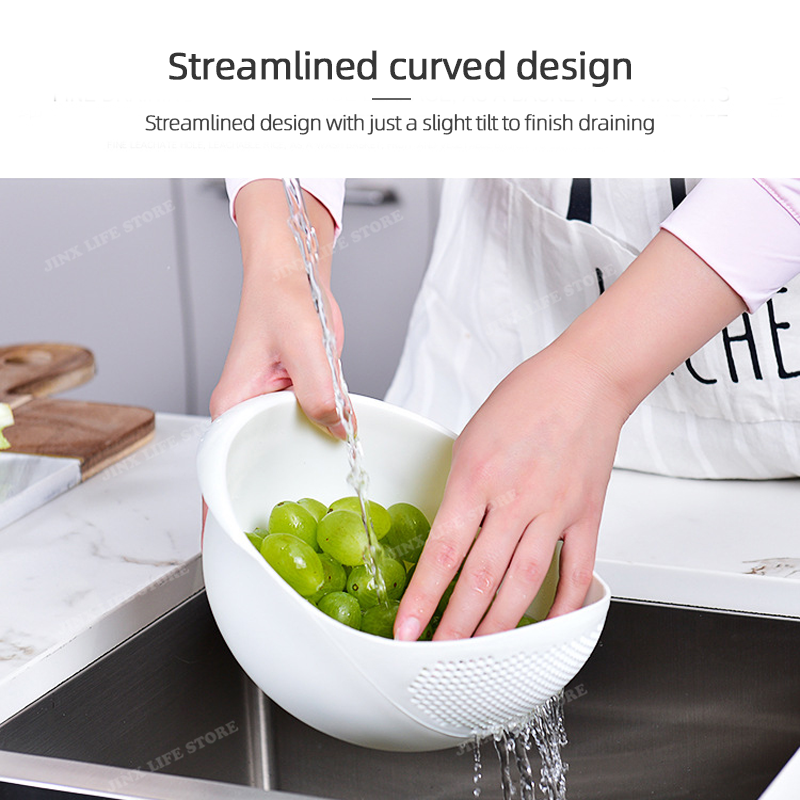 Eco-Friendly Vegetable & Fruit Washing Bowl – Food-Grade Plastic Rice Washer & Pasta Drain Basket