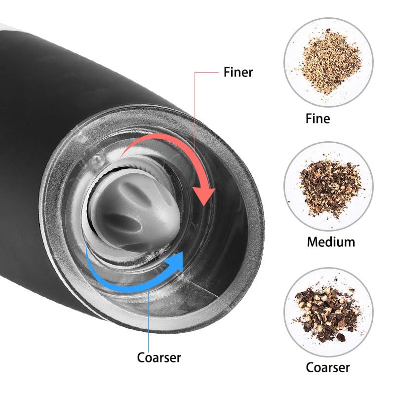2-Piece LOVFE Electric Salt and Pepper Grinder Set with Led Light