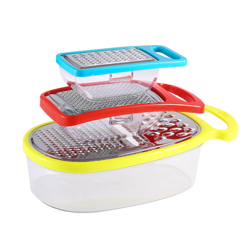 3-Piece Stainless Steel Fruit & Vegetable Grater Set with Container