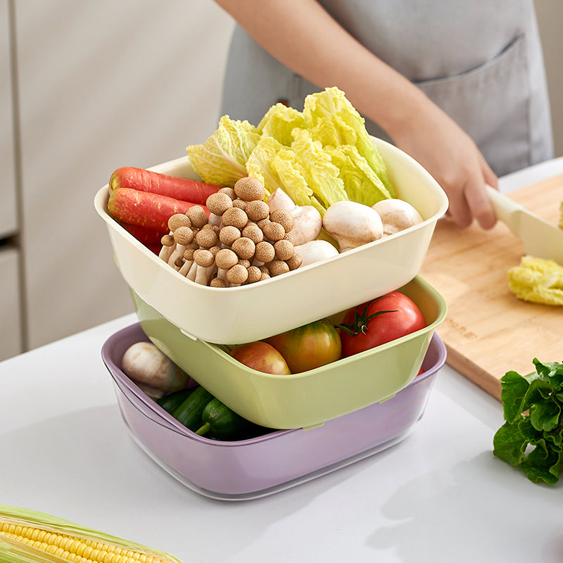 UFORU Large Modern Plastic Drain Basket Set of 3