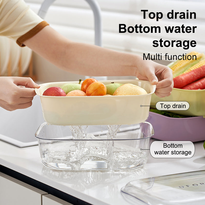 UFORU Large Modern Plastic Drain Basket Set of 3