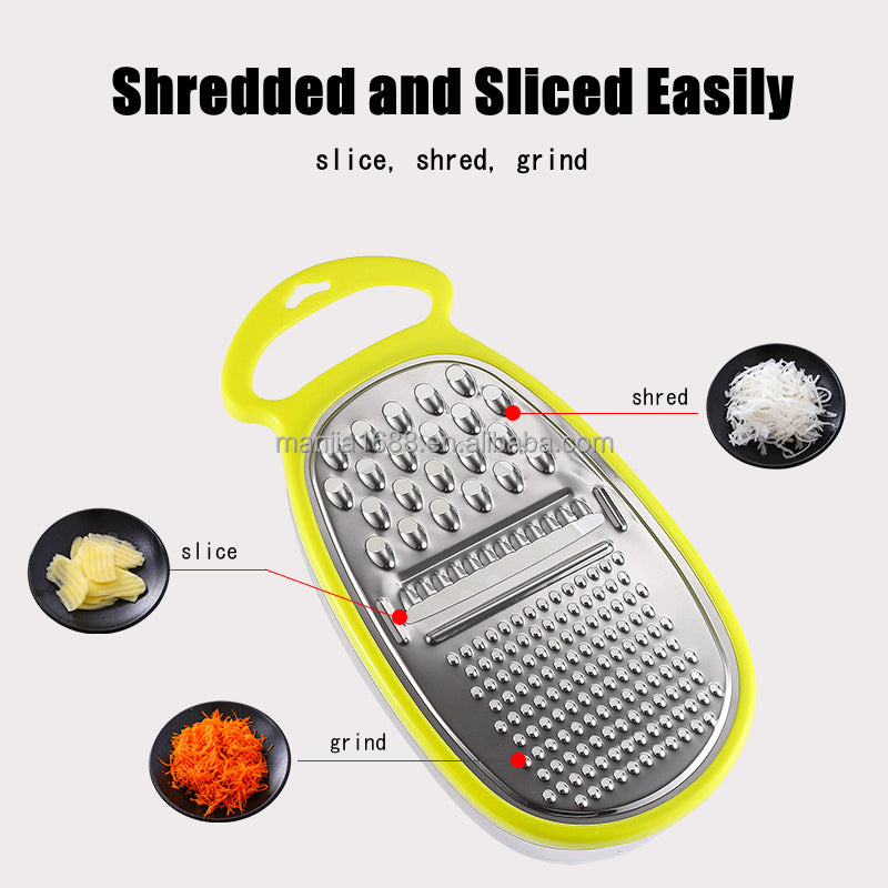 3-Piece Stainless Steel Fruit & Vegetable Grater Set with Container
