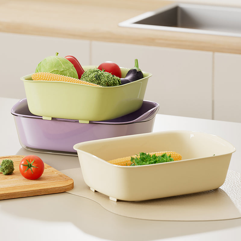 UFORU Large Modern Plastic Drain Basket Set of 3
