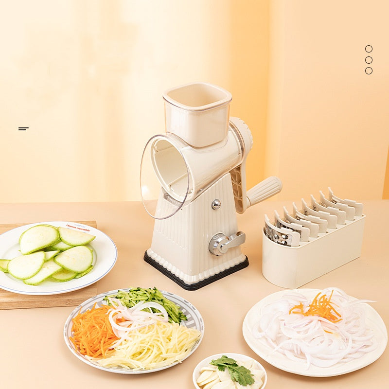 5-in-1 Rotary Vegetable Cutter & Cheese Grate – Slicer with Interchangeable Blades