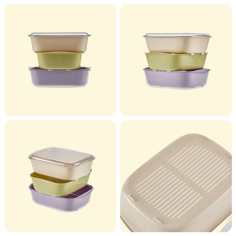 UFORU Large Modern Plastic Drain Basket Set of 3