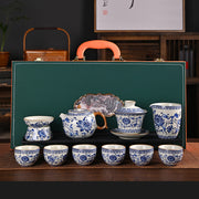 Blue & White Porcelain Gongfu Tea Set, Teapot & Cups