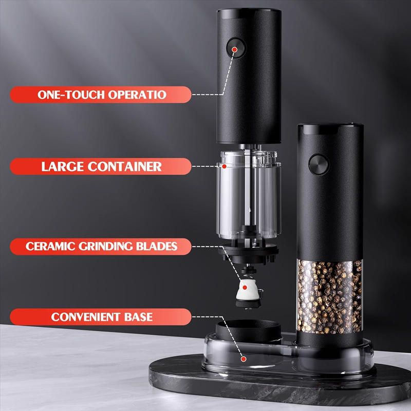 Rechargeable Electric Pepper & Salt Grinder – Automatic Spice Mill