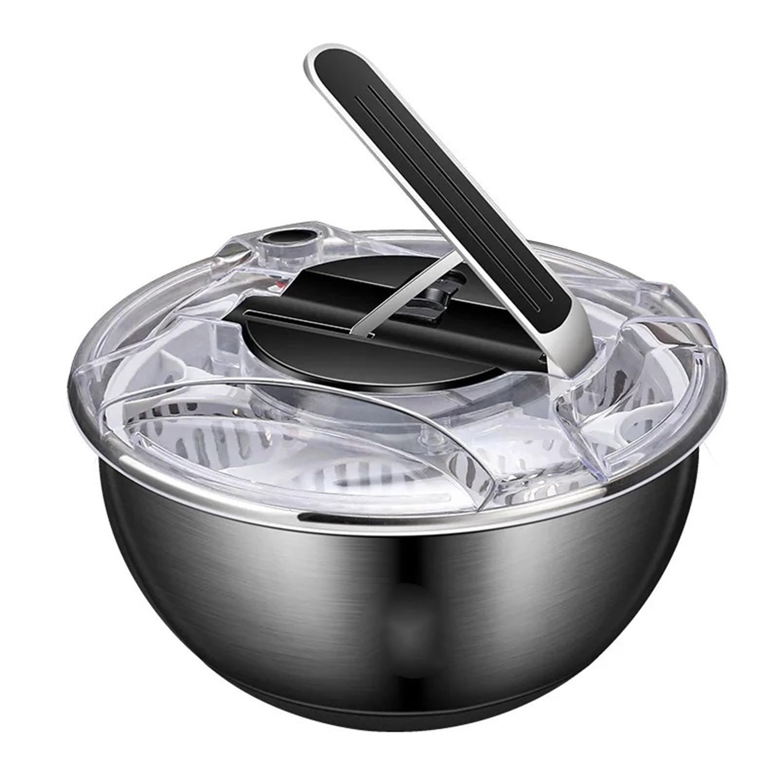 Large Stainless Steel Manual Salad Spinner – Fruit & Vegetable Dryer