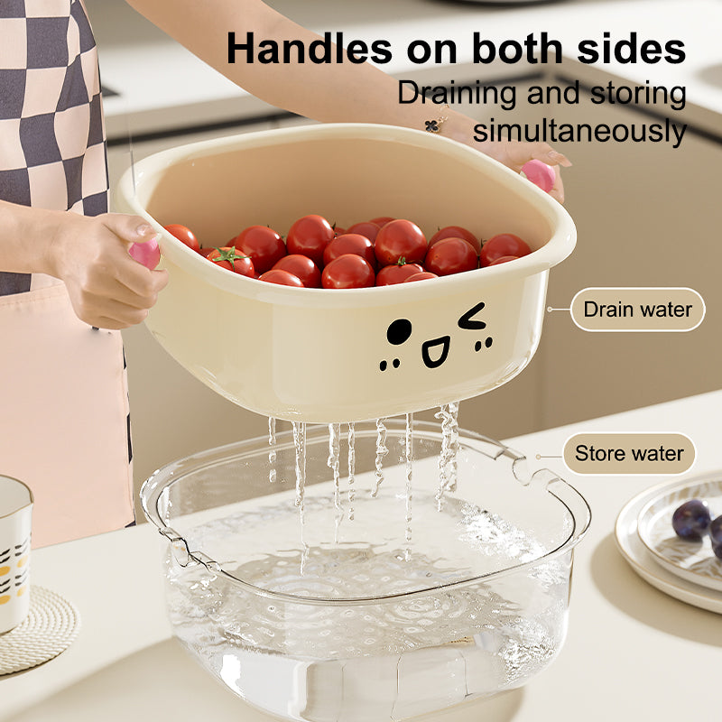 UFORU Set of 3 Double Drain Basket Set with Handle
