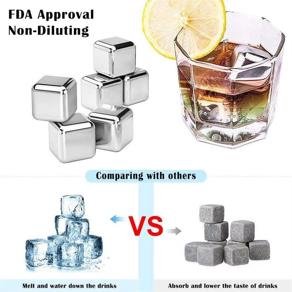 4-Piece Stainless Steel - Ice Metal Cube Set