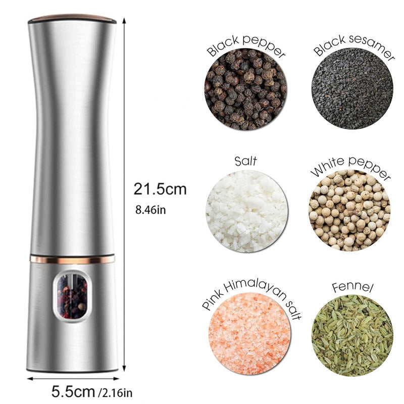 1-Piece Stainless Steel Electric Spice Mill Salt Pepper Grinder