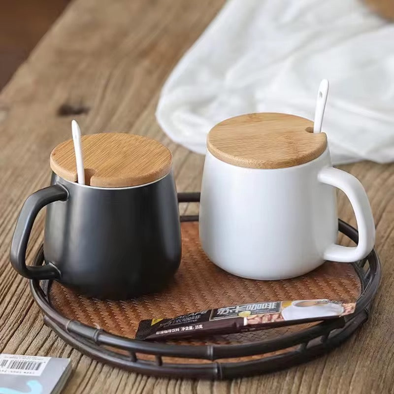 Ceramic Mug with Bamboo Lid & Spoon