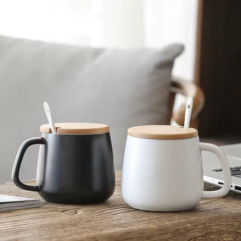 Ceramic Mug with Bamboo Lid & Spoon