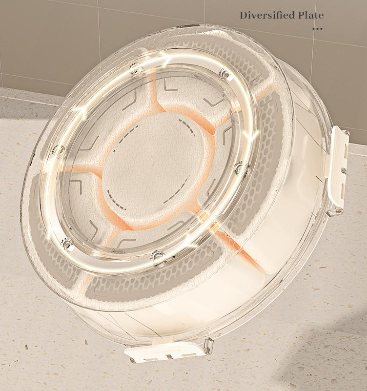 6-Compartment Round Transparent Kitchen Storage Box