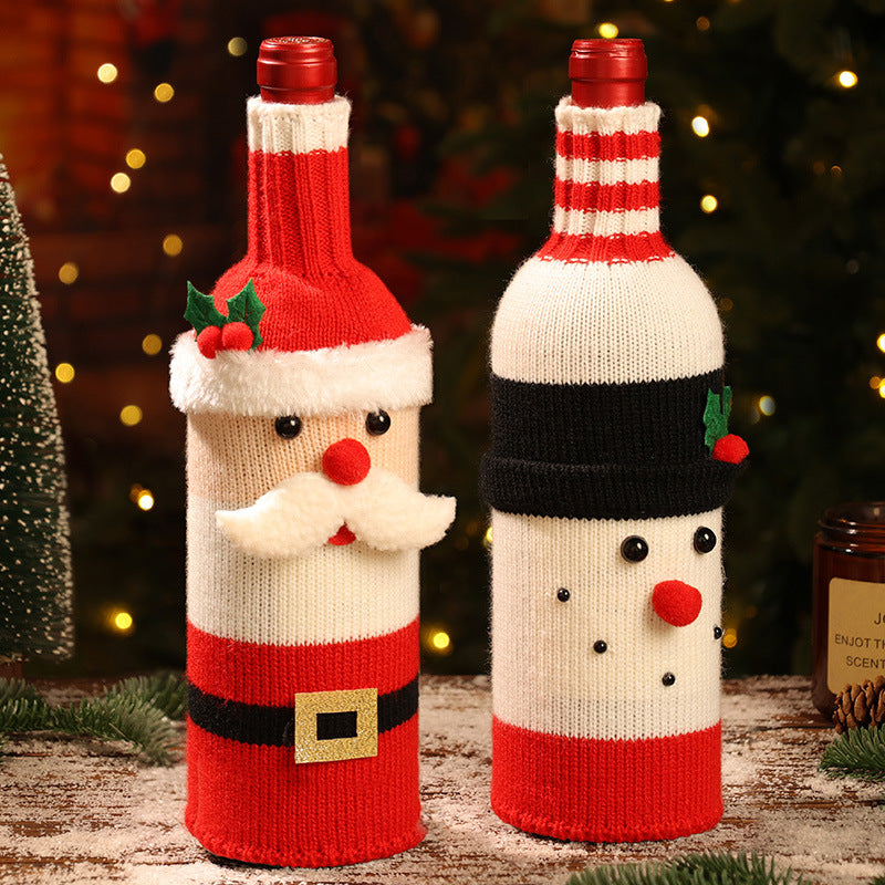 Christmas Knitted Santa Wine Bottle Holder