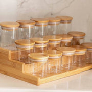 4-Piece Glass Spice Jar Set with Bamboo Lids