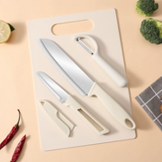 4-Piece Stainless Steel Knife Set with Cutting Board