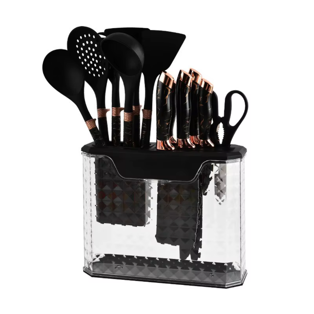12-Piece Black Heat-Resistant Silicone Kitchen Utensil & Knife Set