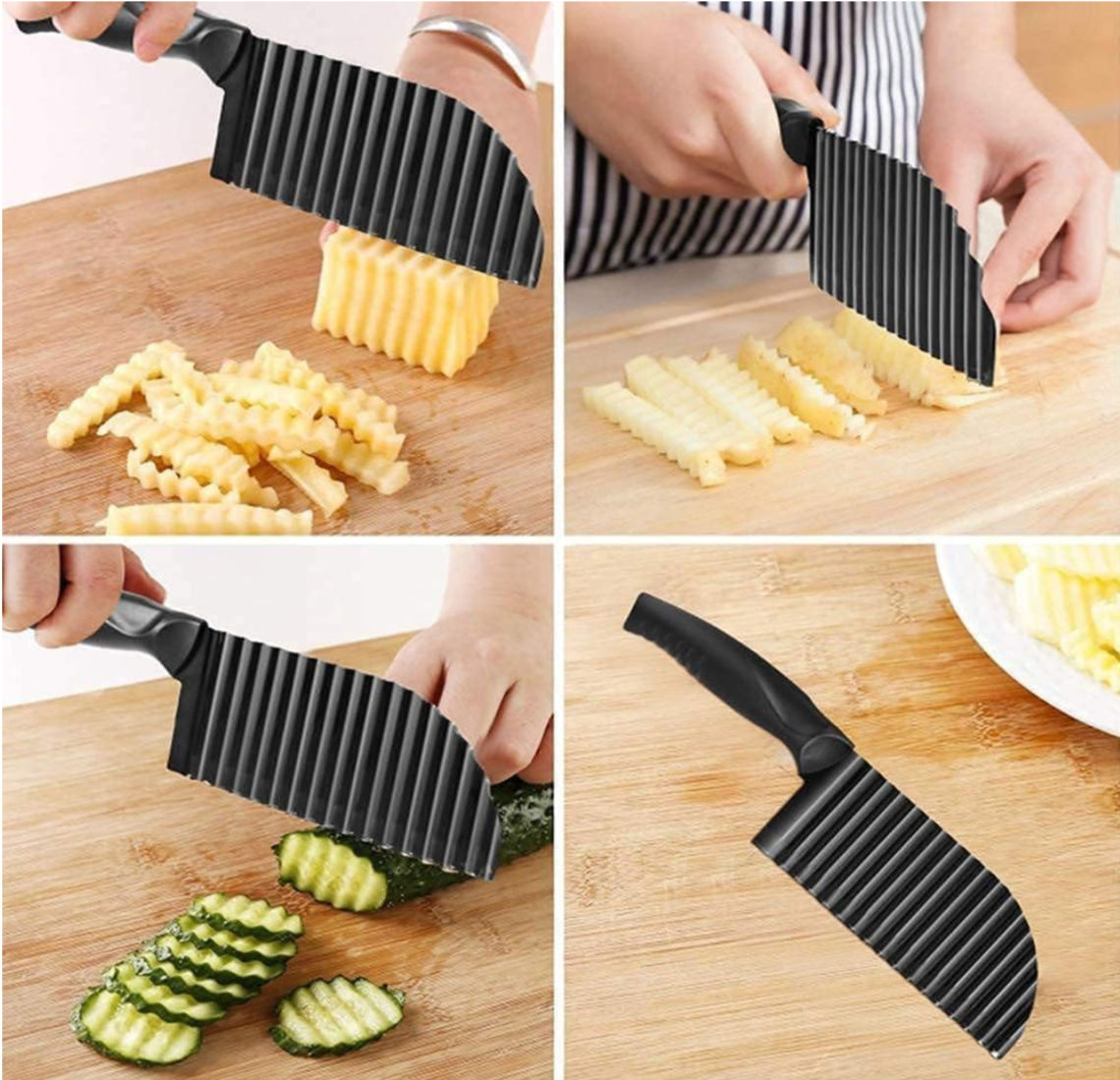 Stainless Steel Black Wavy Vegetable & Potato Cutter