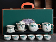 Hand‑Painted Porcelain Gongfu Tea Set, Teapot & Cups