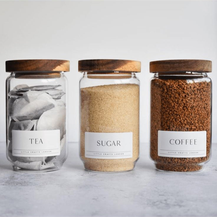 Glass Storage Jars with Wooden Lid