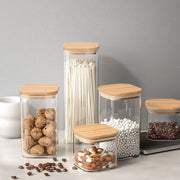 Square Glass Jar with Bamboo Lids