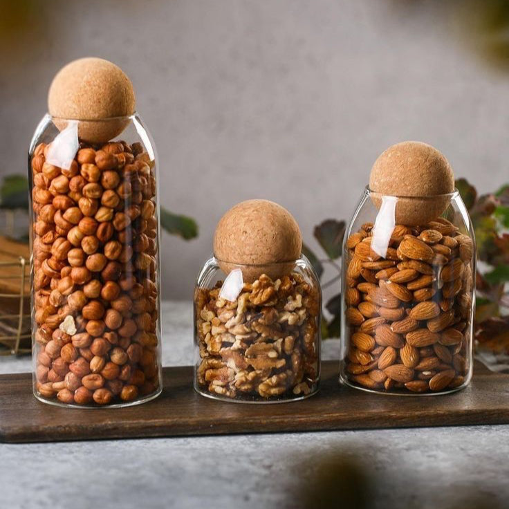 Glass Jar with Ball Cork Lid