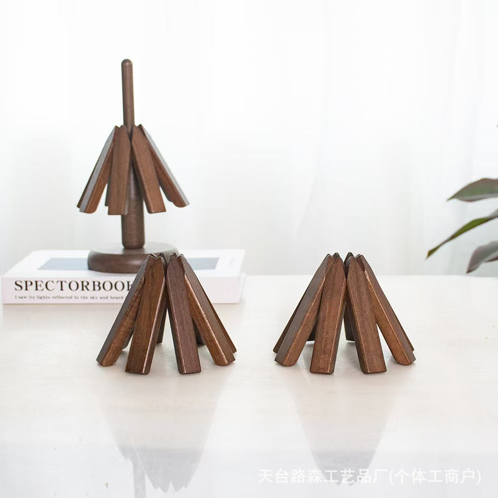 Wooden Tree-Shaped Trivet Set – Heat-Resistant Coasters for Hot Dishes & Teapots